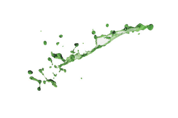 istock beautiful flying green splash and drops isolated over white background 821788870
