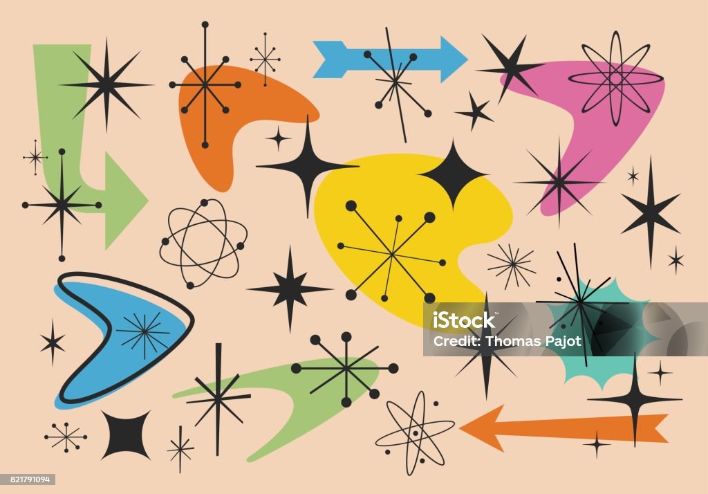 Shapes of the fifties Vector illustration of different shapes from the fifties years Star Shape stock vector