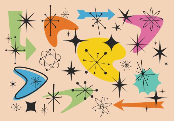 Shapes of the fifties Vector illustration of different shapes from the fifties years fashion stock illustrations
