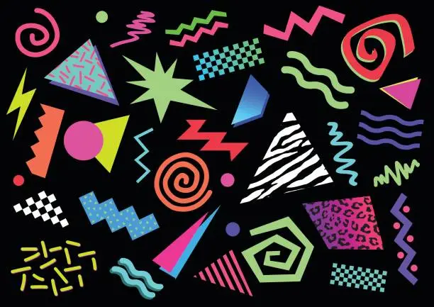 Vector illustration of Shapes from the eighties and nineties