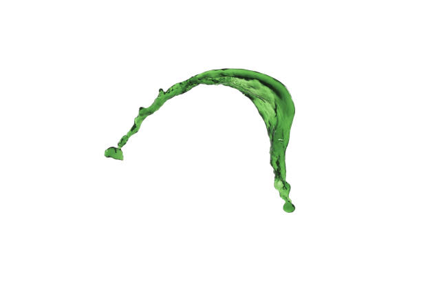 istock beautiful flying green splash and drops isolated over white background 821791760
