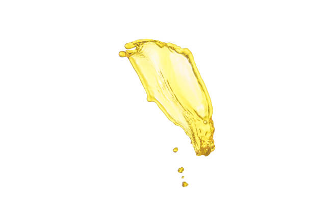 istock flying beautiful oil splah isolated over white background and drops 821791940