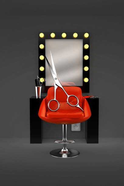 istock Barber shop with barber scissors 821792042
