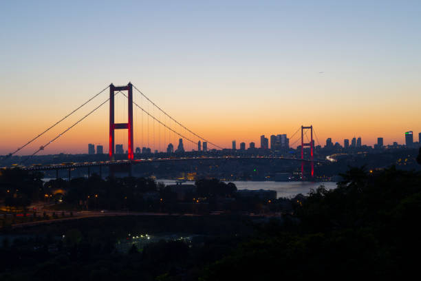istock Martyrs Bridge ( 15 Temmuz Sehitler Koprusu ) Bosphorus Bridge at night Istanbul, Turkey 821794678