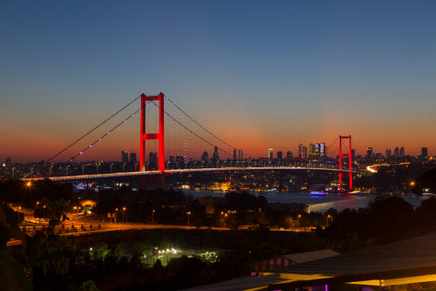 istock Martyrs Bridge ( 15 Temmuz Sehitler Koprusu ) Bosphorus Bridge at night Istanbul, Turkey 821798626