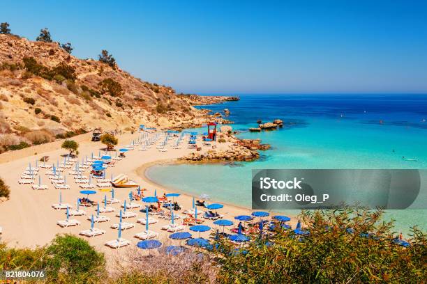 Beautiful Landscape Near Of Nissi Beach And Cavo Greco In Ayia Napa Cyprus Island Mediterranean Sea Amazing Blue Green Sea And Sunny Day Stock Photo - Download Image Now
