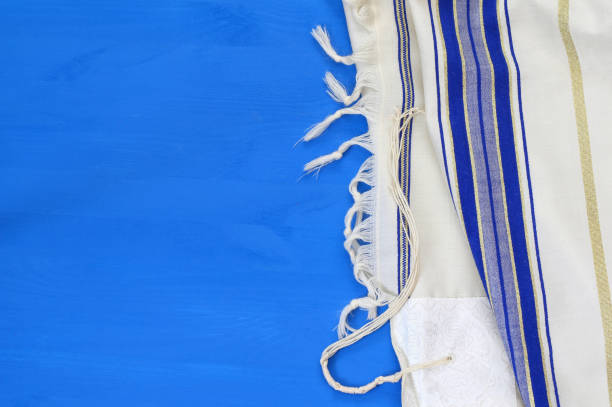 백색 기도 목도리-tallit, 유태인 종교적인 상징. - talit 뉴스 사진 이미지