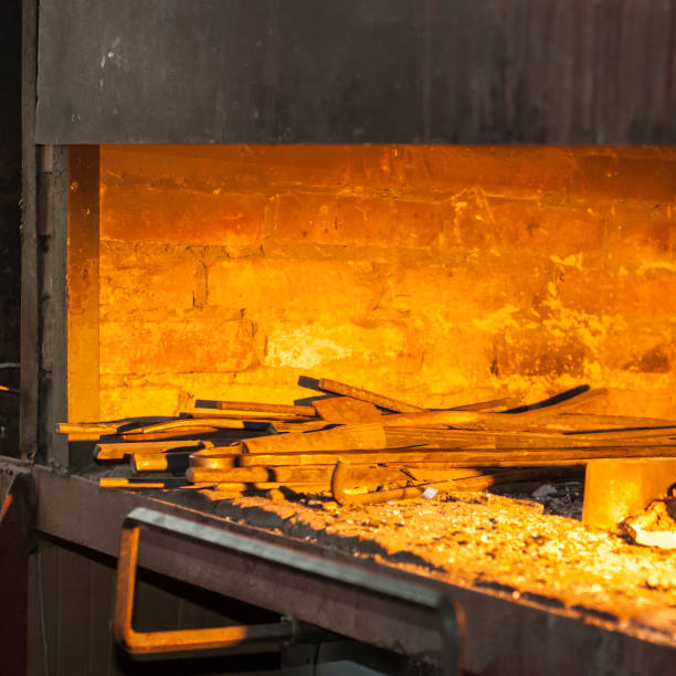 istock Forge, the heat from the coals, a brick fireplace, 821808650