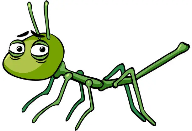 Vector illustration of Stick insect with tired face