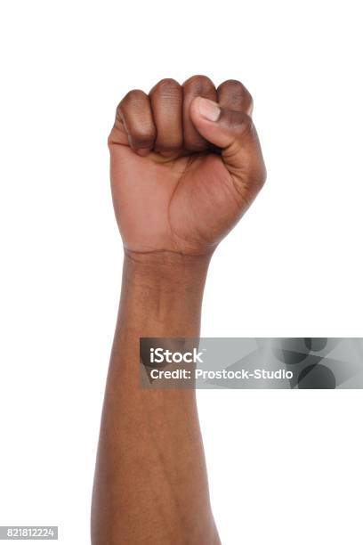 Male Black Fist Isolated On White Background Stock Photo - Download Image Now - Fist, Hand, Black Color