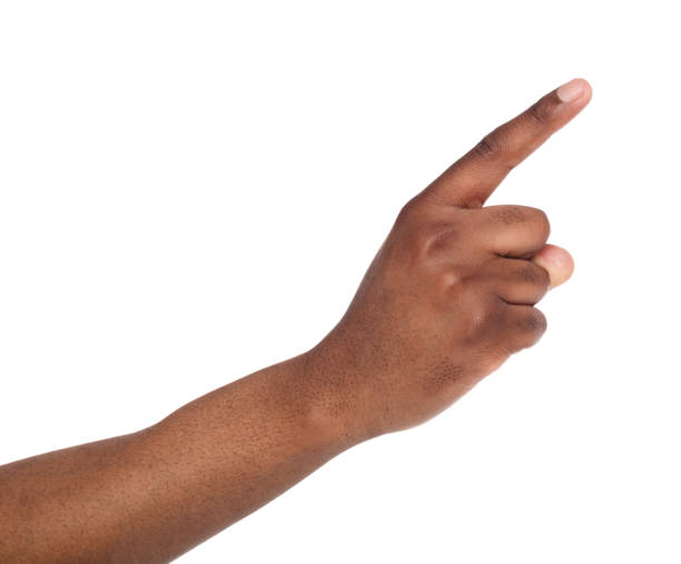 istock Hand gestures - man pointing away, isolated 821812514