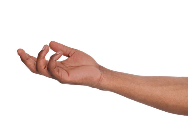 istock Man holding palm open isolated on white 821812586