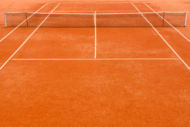 istock Empty clay tennis court 821814876