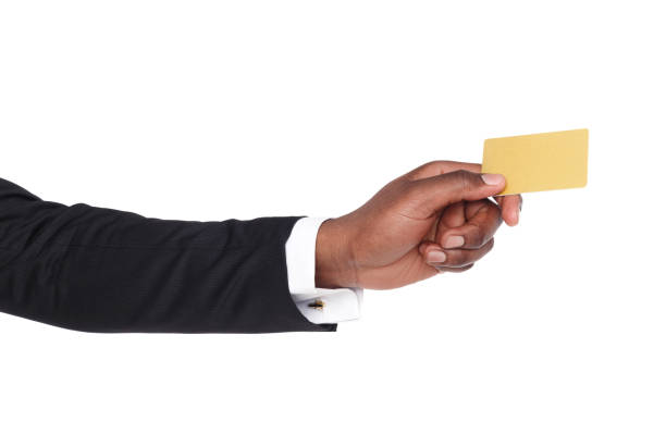 istock Business man hand holding plastic card 821814904