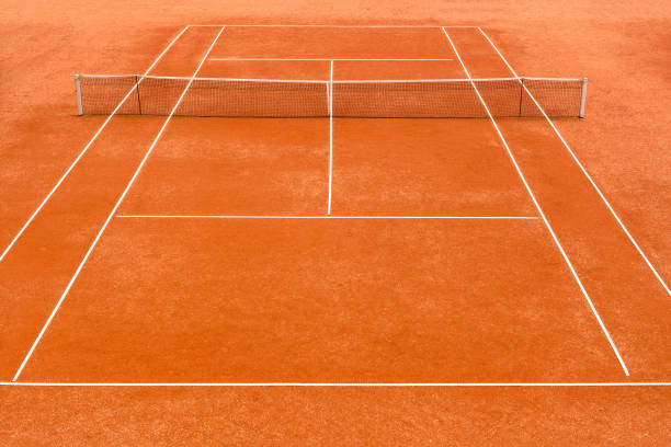 Empty clay tennis court
