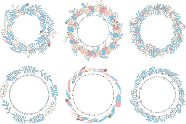 ilustrações de stock, clip art, desenhos animados e ícones de vector flowers beautiful wreathes set. - jewelry collection white background white