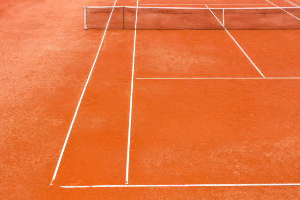 istock Empty clay tennis court 821818870