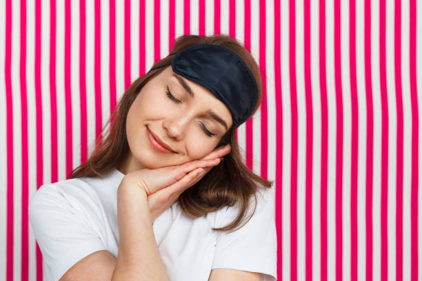 istock Lovely woman in sleeping mask 821821126