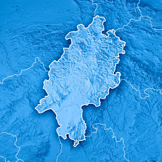 istock Hessen Federal State Germany 3D Render Topographic Map Blue Border 821824980