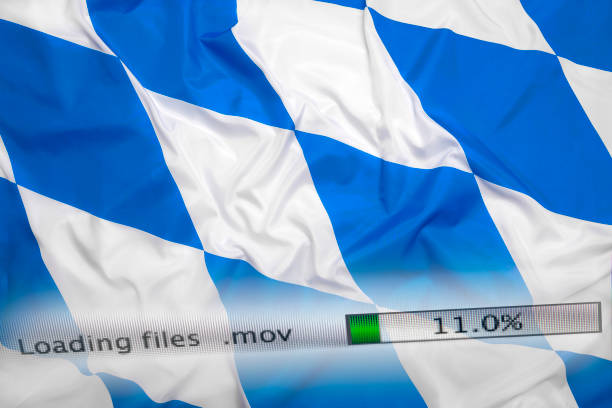 Downloading files on a computer with Bavaria flag