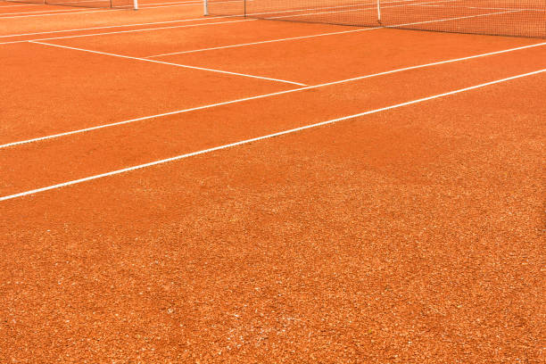 istock Empty clay tennis court 821832834