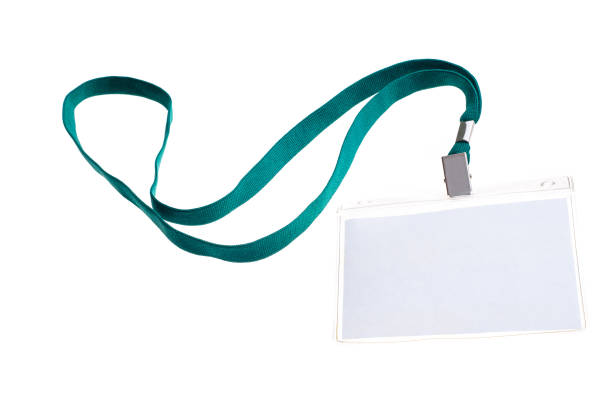istock neck badge isolated on white with blank Identification card 821836446