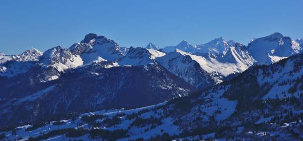 istock Snow covered mountains seen from mount Rellerli, Switzerland. 821836792