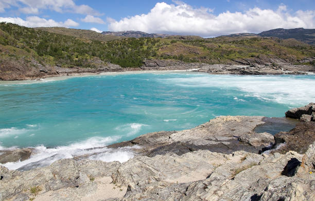 The Confluence of Baker River and Nef River, Patagonia, Chile. Baker River is the Chile's largest river in term of volume of water.