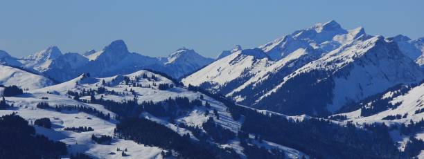 istock Snow covered mountains in Vaud Canton. 821837074