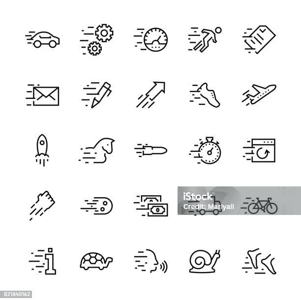 Linie Vektor Icon Set Von Geschwindigkeit Editierbare Schlaganfall Stock Vektor Art und mehr Bilder von Icon