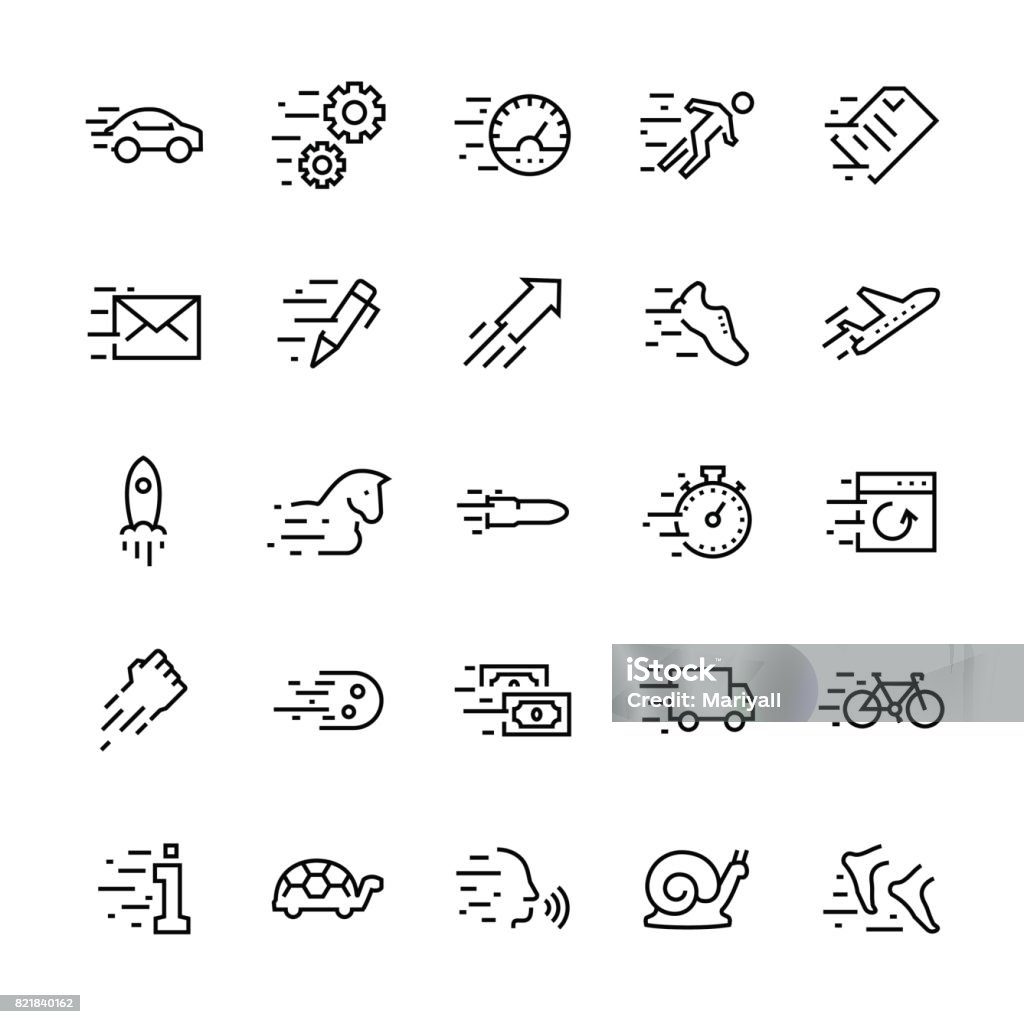 Line vector icon set of speed. Editable stroke. Icon Symbol stock vector