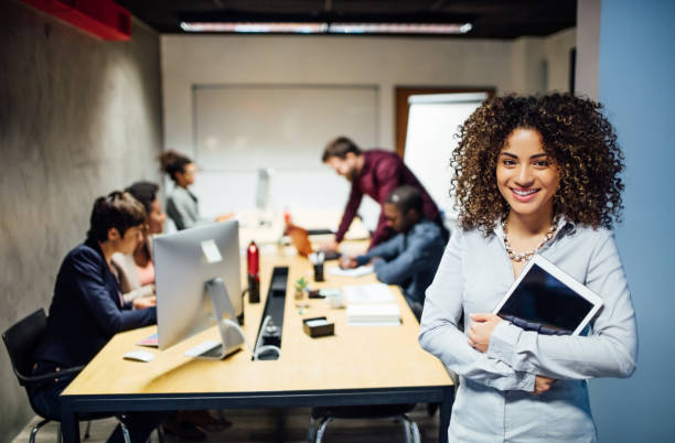 Young hispanic woman at startup