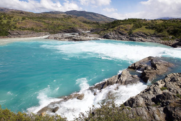 The Confluence of Baker River and Nef River, Patagonia, Chile. Baker River is the Chile's largest river in term of volume of water.