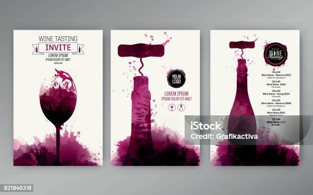 Design Templates Background Wine Stains Stock Illustration - Download Image Now - Wine, Menu, Drinking