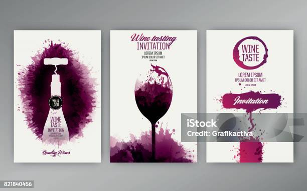 Design Templates Background Wine Stains Stock Illustration - Download Image Now - Wine, Wine Bottle, Logo