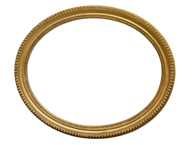 istock Gold oval picture frame. Isolated over white 821847986