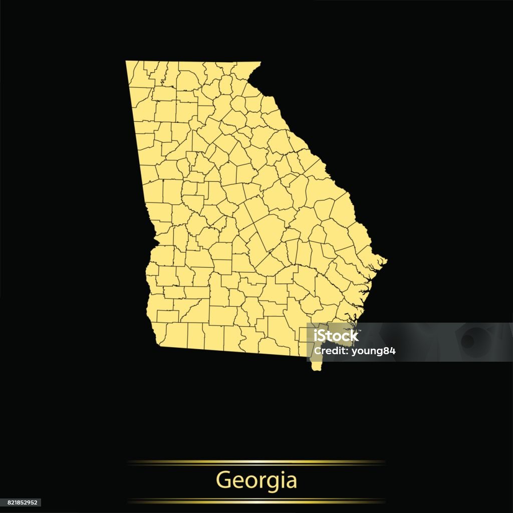 Georgia Map Stock Illustration - Download Image Now - Black Color
