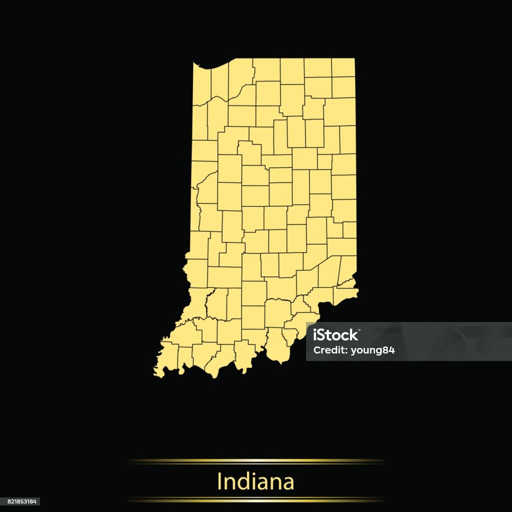 Indianamap Label Less Indiana Map Stock Illustration - Download Image Now - Black Color ...