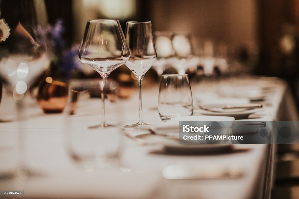 Wedding dinner table Place Setting Stock Photo