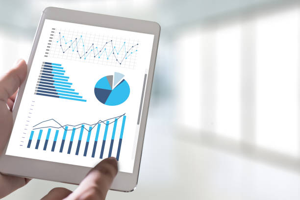 istock Statistics Analysis Business Data Diagram Growth Increase Marketing Concept , digital tablet and graph financial with social network diagram 821860806