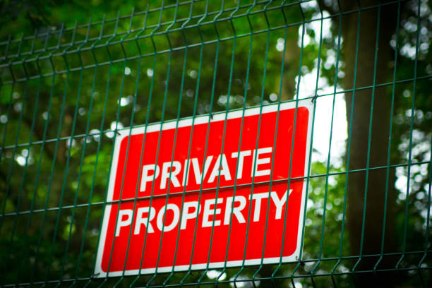 Private Porperty sign Private property sign in Jesmond Dene. jesmond stock pictures, royalty-free photos & images