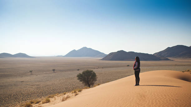istock Woman on Sand dune looking at view 821873462