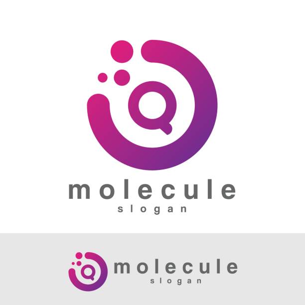 ersten buchstaben q symbol moleküldesign - atom science symbol molecule stock-grafiken, -clipart, -cartoons und -symbole