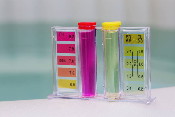 istock hot tub spa pool maintenance test, Ph chlorine and bromide levels 821880704