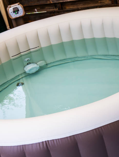 istock Portable hot tub Home Spa with Control block and filtration unit 821880734