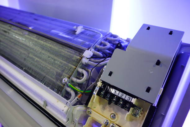 istock Ice on coil cooler of dirty air conditioner 821894916