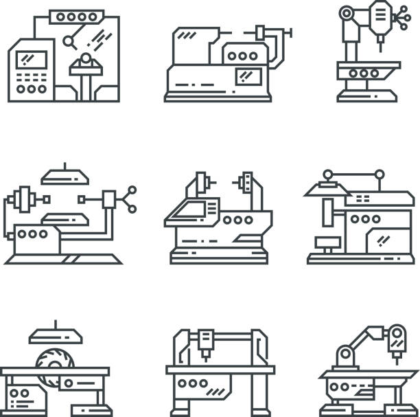 Ilustración de Máquinas Industriales De Vectores Iconos De La Línea Fábrica  Maquinaria De Símbolos y más Vectores Libres de Derechos de Tecnología -  iStock