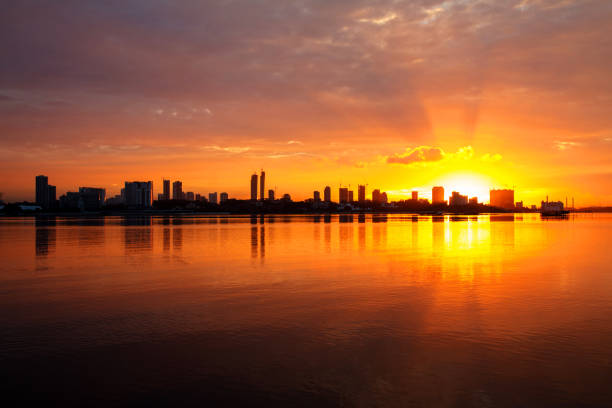 City Skyline at sunrise sun rise over Johor Baru, Malaysia johor photos stock pictures, royalty-free photos & images