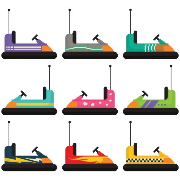 Vector illustration of Bump Cars Collection