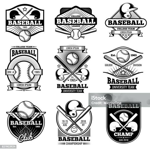 Vintage Sports Icon Design Retro Baseball Vector Label And Badges Stock Illustration - Download Image Now